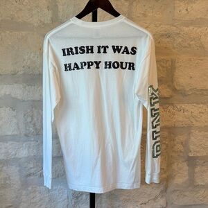 🍀  PINK Victoria's Secret White Long Sleeve with Green Clover  🍀 ST. Patrick’s